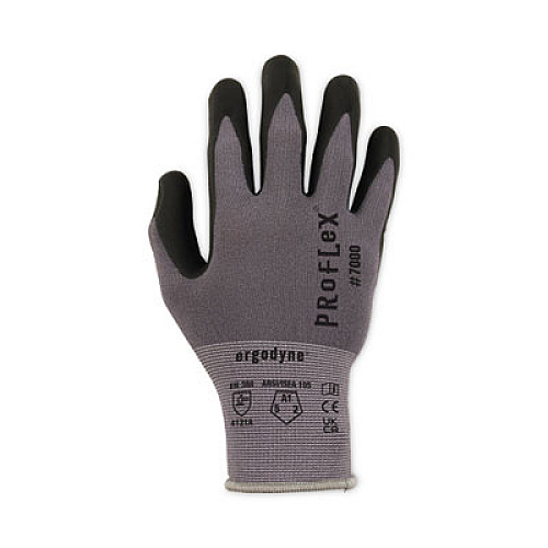 ergodyne ProFlex 7000 Nitrile-Coated Gloves Microfoam Palm, EN388: 4121A, 9" Long, XX-Large, Gray, 12 Pairs (10366)
