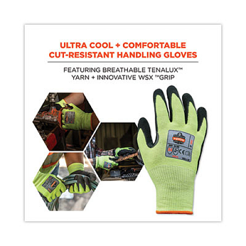 ergodyne ProFlex 7041 ANSI A4 Nitrile-Coated CR Gloves, EN388: 4X42D, 10" Long, Large, Lime, 144 Pairs/Carton (17824)