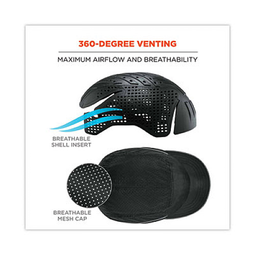 ergodyne Skullerz 8955 Lightweight Bump Cap Hat, Micro Brom, Black (23362)