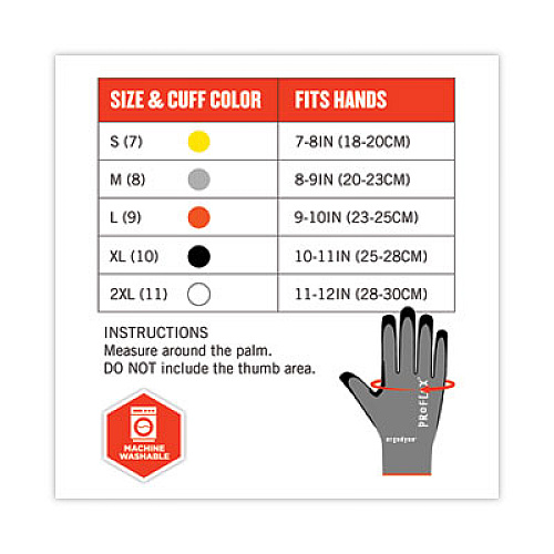 ergodyne ProFlex 7072 ANSI A7 Nitrile-Coated CR Gloves, EN388: 4X44F, 9" Long, Small, Gray, 12 Pairs (10302)