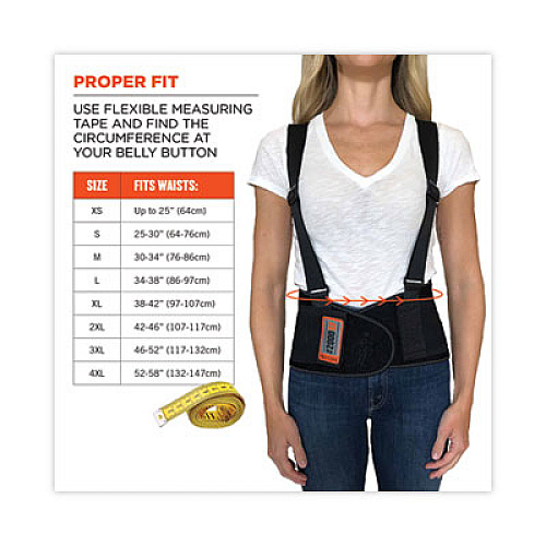 ergodyne ProFlex 2000SF High-Performance Spandex Back Support Brace, 4X-Large, 52" to 58" Waist, Black (11288)