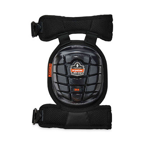 ergodyne ProFlex 344 Injected Gel Knee Pads With Comfort Straps, Short Cap, Buckle Closure, Black, Pair (18444)