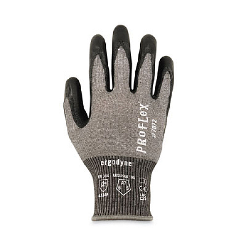 ergodyne ProFlex 7072 ANSI A7 Nitrile-Coated CR Gloves, EN388: 4X44F, 9" Long, Small, Gray, 12 Pairs (10302)