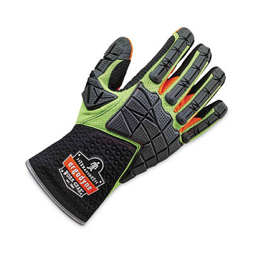 ergodyne ProFlex 925F(x) Standard Dorsal Impact-Reducing Gloves, EN388: 4121XP, XX-Large, Black/Lime, Pair (17906)