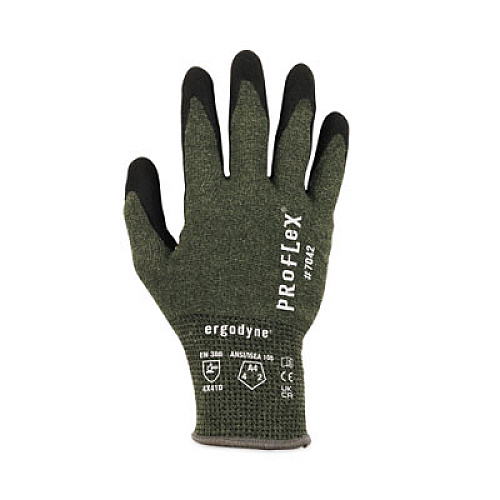 ergodyne ProFlex 7042 ANSI A4 Nitrile-Coated CR Gloves, EN388: 4X41D, 9" Long, XX-Large, Green, 12 Pairs (10336)