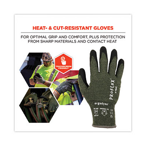 ergodyne ProFlex 7042 ANSI A4 Nitrile-Coated CR Gloves, EN388: 4X41D, 9" Long, X-Large, Green, Pair (10345)