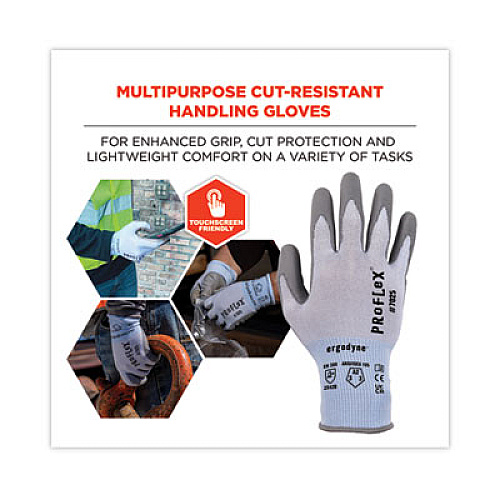 ergodyne ProFlex 7025 ANSI A2 PU Coated CR Gloves, EN388: 2X42B, 9" Long, Large, Blue, 12 Pairs (10424)