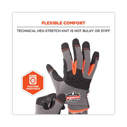 ergodyne ProFlex 710 Heavy-Duty Mechanics Gloves, 9" Long, XX-Large, Gray, Pair (17046)