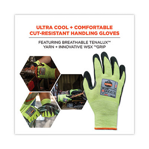 ergodyne ProFlex 7041 ANSI A4 Nitrile-Coated CR Gloves, EN388: 4X42D, 10" Long, Large, Lime, Pair (17814)