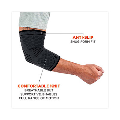 ergodyne ProFlex 651 Elbow Compression Sleeve, Small, Gray/Black (16592)