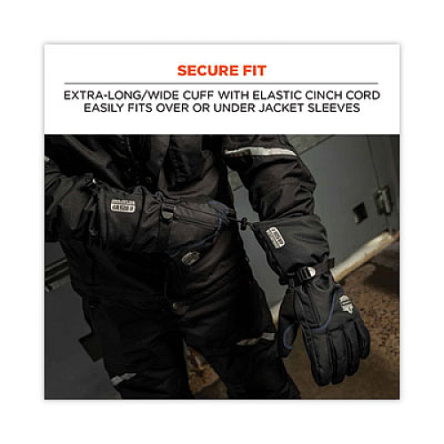 ergodyne ProFlex 825WP Thermal Waterproof Winter Work Gloves, Large, Black, Pair (17604)