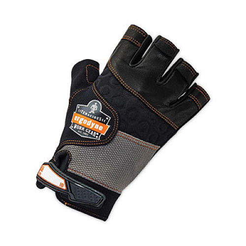 ergodyne ProFlex 901 Half-Finger Leather Impact Gloves, EN388: 3122X, Medium, Black, Pair (17783)