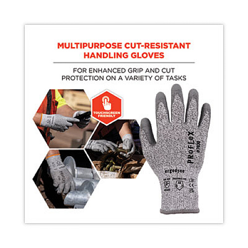 ergodyne ProFlex 7030 ANSI A3 PU Coated CR Gloves, EN388: 4X42C, 9" Long, Medium, Gray, 12 Pairs (10453)