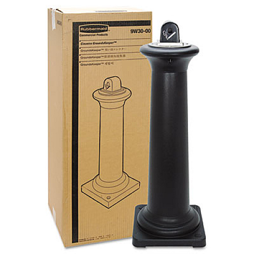 Rubbermaid Commercial GroundsKeeper Tuscan Receptacle, 22.05 gal, 13 dia x 38.38h, Black (9W300BLA)
