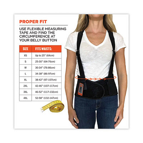 ergodyne ProFlex 1100SF Standard Spandex Back Support Brace, X-Small, 20" to 25" Waist, Black (11601)