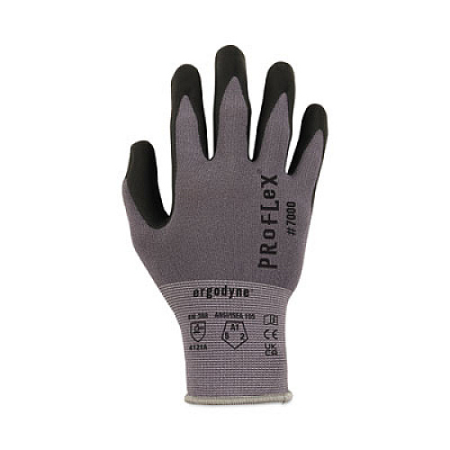 ergodyne ProFlex 7000 Nitrile-Coated Gloves Microfoam Palm, EN388: 4121A, 9" Long, Large, Gray, 12 Pairs (10364)