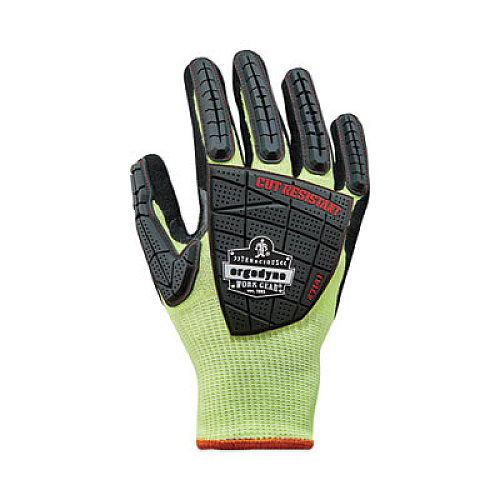 ergodyne ProFlex 7141 ANSI A4 DIR Nitrile-Coated CR Gloves, EN388: 4X42DP, 9" Long, Medium, Lime, Pair (17913)