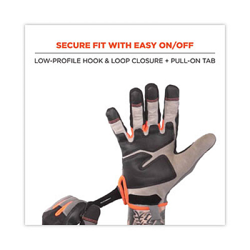 ergodyne ProFlex 710 Heavy-Duty Mechanics Gloves, 9" Long, Small, Gray, Pair (17042)