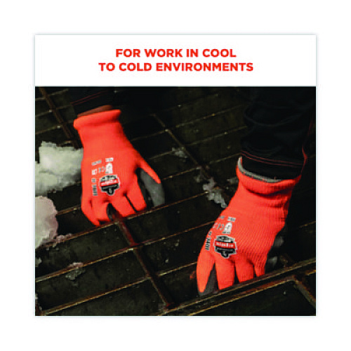 ergodyne ProFlex 7401-CASE Coated Lightweight Winter Gloves, EN388: 2131X, 9" Long, Large, Orange, Pair (17624)