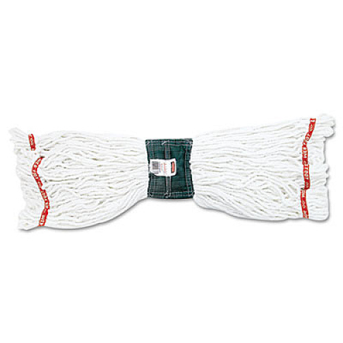 Rubbermaid Commercial Web Foot Shrinkless Looped-End Wet Mop Head with 5" Headband, Cotton/Synthetic, Medium, White, 6/Carton (A25206WHICT)