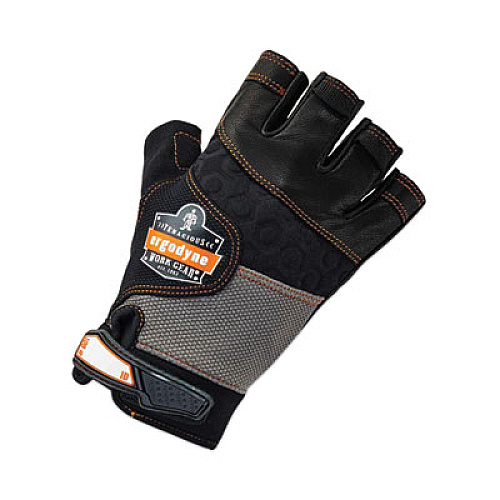 ergodyne ProFlex 901 Half-Finger Leather Impact Gloves, EN388: 3122X, XX-Large, Black, Pair (17786)