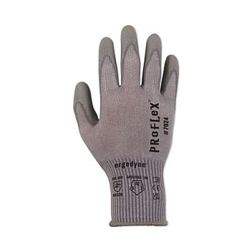 ergodyne ProFlex 7024 ANSI A2 PU Coated CR Gloves, EN388: 4X42B, 9" Long, XX-Large, Gray, Pair (10406)