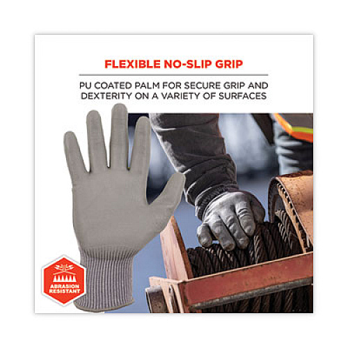 ergodyne ProFlex 7024 ANSI A2 PU Coated CR Gloves, EN388: 4X42B, 9" Long, X-Large, Gray, 12 Pairs (10395)