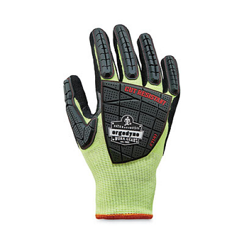ergodyne ProFlex 7141 ANSI A4 DIR Nitrile-Coated CR Gloves, EN388: 4X42DP, 9" Long, Large, Lime, Pair (17914)