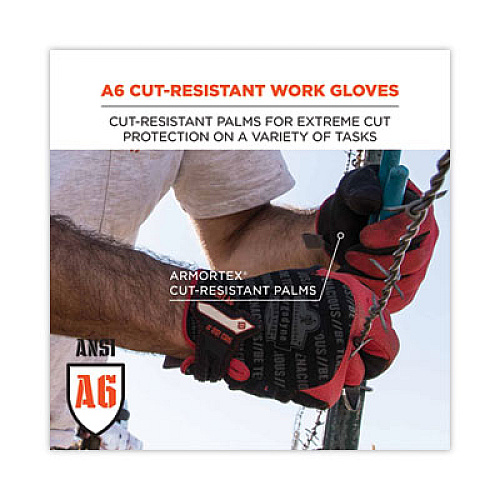 ergodyne ProFlex 812CR6 ANSI A6 Utility and CR Gloves, EN388: 2543E, 9" Long, X-Large, Black, Pair (17925)