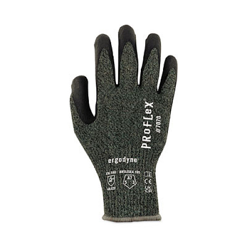 ergodyne ProFlex 7070 ANSI A7 Nitrile Coated CR Gloves, EN388: 4X42F, 9" Long, X-Large, Green, Pair (18045)