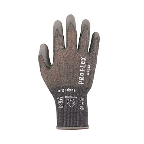 ergodyne ProFlex 7044 ANSI A4 PU Coated CR Gloves, EN388: 4X42D, 9" Long, Small, Gray, Pair (10492)