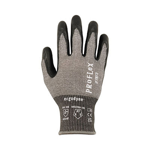 ergodyne ProFlex 7072 ANSI A7 Nitrile-Coated CR Gloves, EN388: 4X44F, 9" Long, Medium, Gray, Pair (10313)