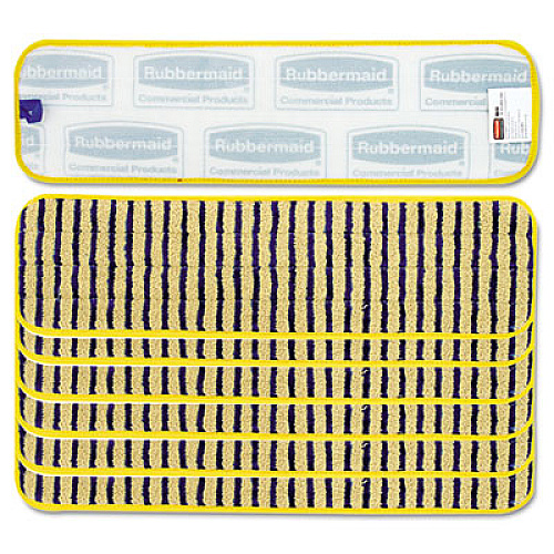 Rubbermaid Commercial Microfiber Scrubber Pad, Vertical Polyprolene Stripes, 18", Yellow, 6/Carton (Q810YEL)