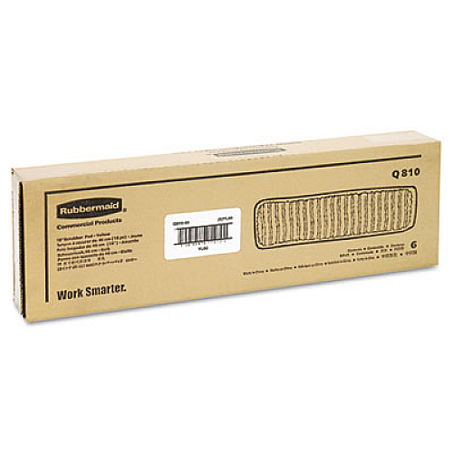 Rubbermaid Commercial Microfiber Scrubber Pad, Vertical Polyprolene Stripes, 18", Yellow, 6/Carton (Q810YEL)