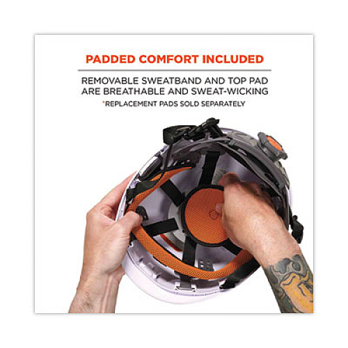 ergodyne Skullerz 8975 Class C Safety Helmet, 6-Point Ratchet Suspension, White (60204)