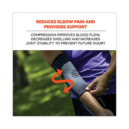ergodyne ProFlex 651 Elbow Compression Sleeve, Medium, Gray/Black (16593)