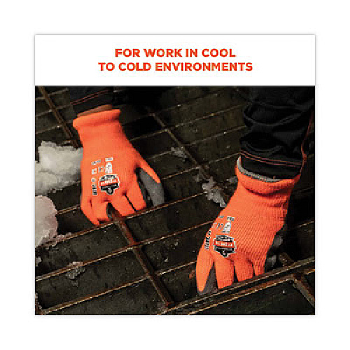 ergodyne ProFlex 7401-CASE Coated Lightweight Winter Gloves, EN388: 2131X, 9" Long, Large, Orange, 144 Pairs/Carton (17894)