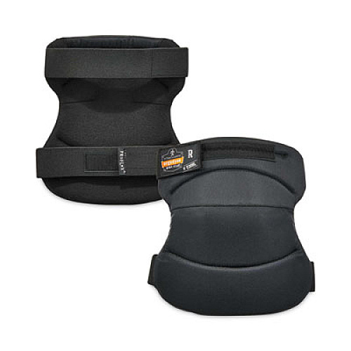 ergodyne ProFlex 230HL Knee Pads, Wide Soft Cap, Hook and Loop Closure, One Size Fits Most, Black, Pair (18231)