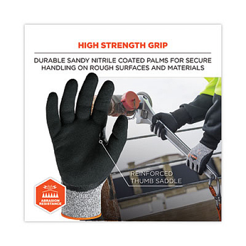 ergodyne ProFlex 7031 ANSI A3 Nitrile-Coated CR Gloves, EN388: 4X42C, 10" Long, Large, Gray, Pair (17984)
