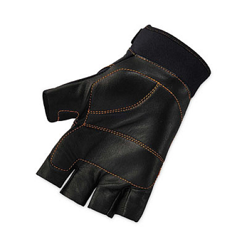 ergodyne ProFlex 901 Half-Finger Leather Impact Gloves, EN388: 3122X, X-Large, Black, Pair (17785)