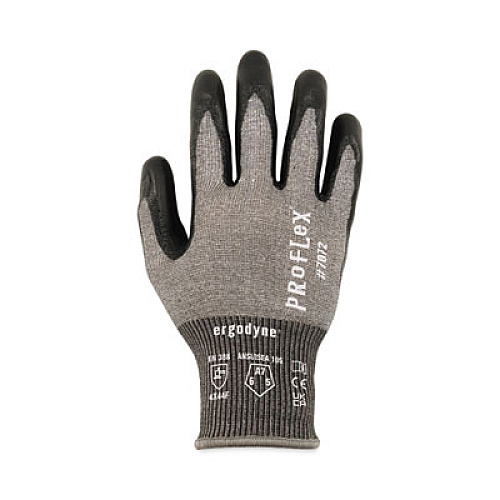 ergodyne ProFlex 7072 ANSI A7 Nitrile-Coated CR Gloves, EN388: 4X44F, 9" Long, Large, Gray, Pair (10314)