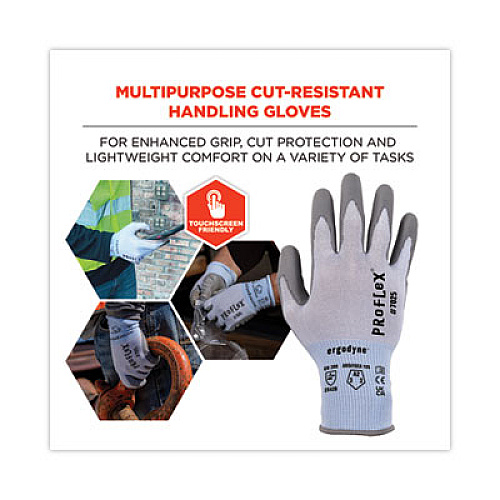 ergodyne ProFlex 7025 ANSI A2 PU Coated CR Gloves, EN388: 2X42B, 9" Long, Large, Blue, Pair (10434)