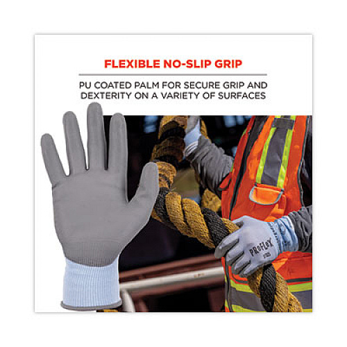 ergodyne ProFlex 7025 ANSI A2 PU Coated CR Gloves, EN388: 2X42B, 9" Long, Large, Blue, Pair (10434)
