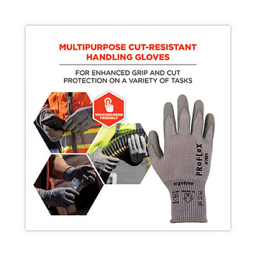 ergodyne ProFlex 7024 ANSI A2 PU Coated CR Gloves, EN388: 4X42B, 9" Long, XX-Large, Gray, 12 Pairs (10396)