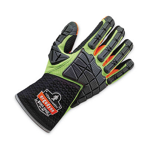 ergodyne ProFlex 925F(x) Standard Dorsal Impact-Reducing Gloves, EN388: 4121XP, Large, Black/Lime, Pair (17904)