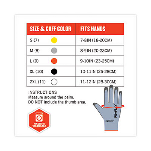 ergodyne ProFlex 7025 ANSI A2 PU Coated CR Gloves, EN388: 2X42B, 9" Long, Large, Blue, Pair (10434)
