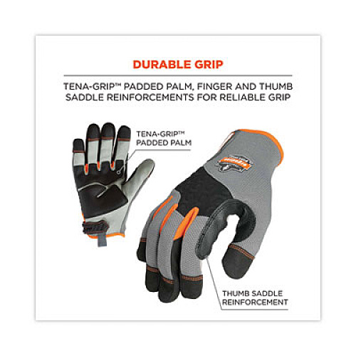 ergodyne ProFlex 710 Heavy-Duty Mechanics Gloves, 9" Long, XX-Large, Gray, Pair (17046)