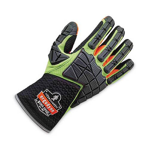 ergodyne ProFlex 925F(x) Standard Dorsal Impact-Reducing Gloves, EN388: 4121XP, Small, Black/Lime, Pair (17902)