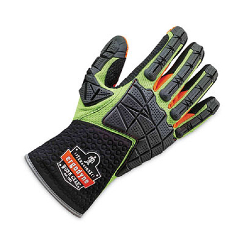ergodyne ProFlex 925F(x) Standard Dorsal Impact-Reducing Gloves, EN388: 4121XP, X-Large, Black/Lime, Pair (17905)