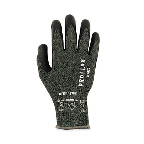 ergodyne ProFlex 7070 ANSI A7 Nitrile Coated CR Gloves, EN388: 4X42F, 9" Long, Small, Green, Pair (18042)
